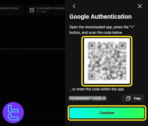 QR code scan for the OlympTrade two-factor authentication via Google