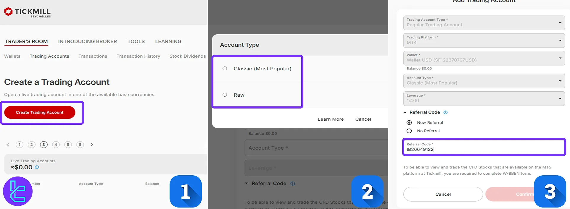 Tickmill account moving
