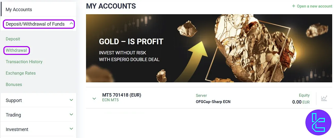 Accessing the Esperio ERC20 payout dashboard
