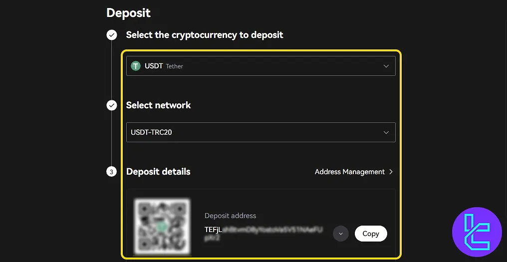 LBank TRC20 payment page