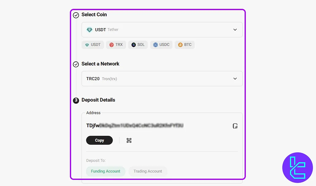 KuCoin TRC20 payment details