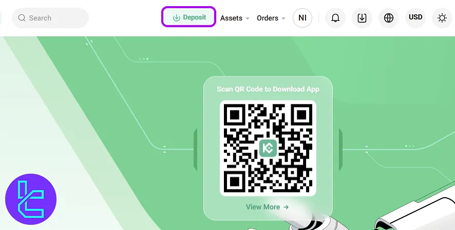 KuCoin TRC20 top-up section