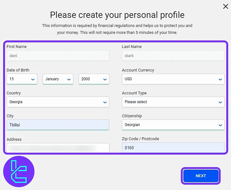 FXTrading cabin for creating new demo or live account