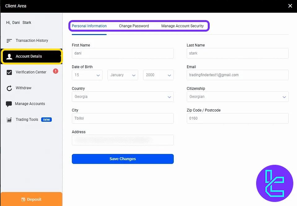 FXTrading KYC document upload for identity and residence via the panel