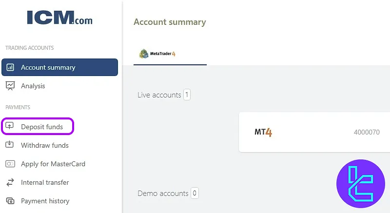 ICM.com TRC20 payment the dashboard