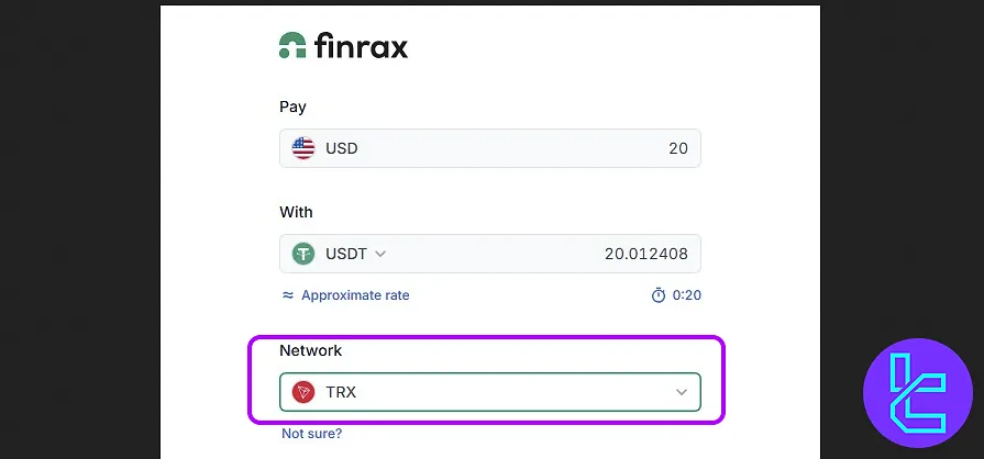 Selecting ICM.com TRC20 funding network