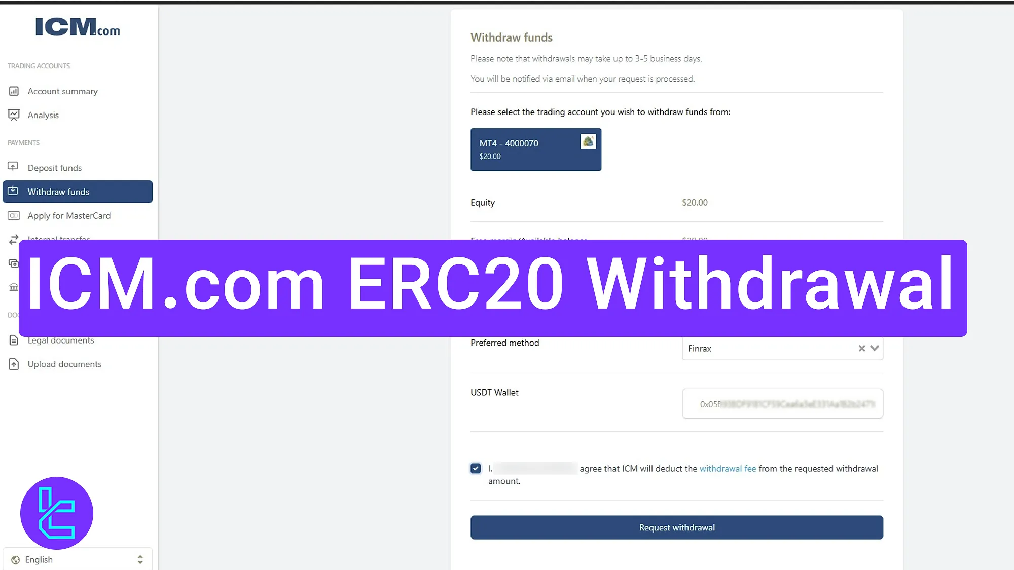 ICM.com ERC20 cash out process