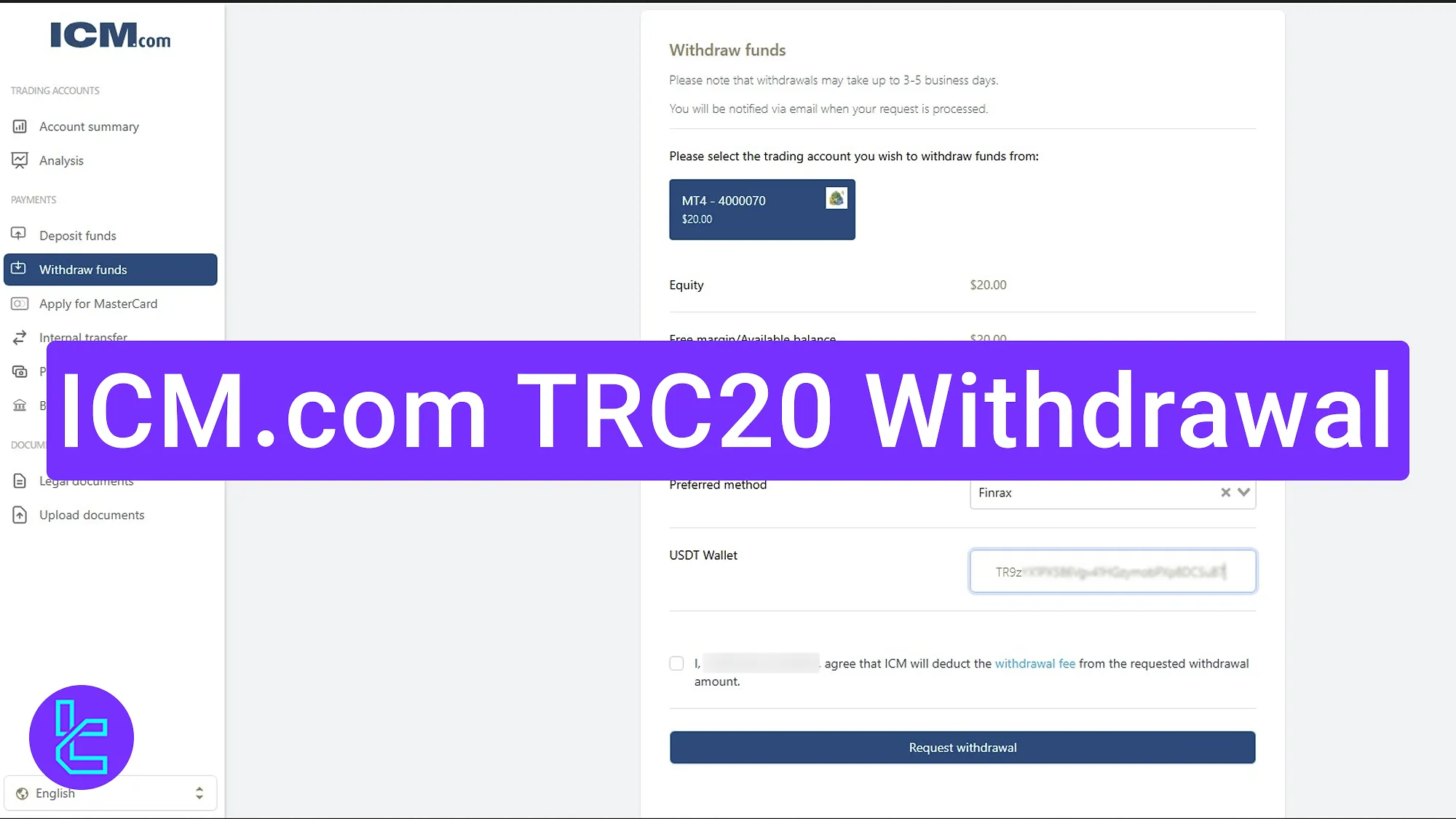 ICM.com TRC20 payout process