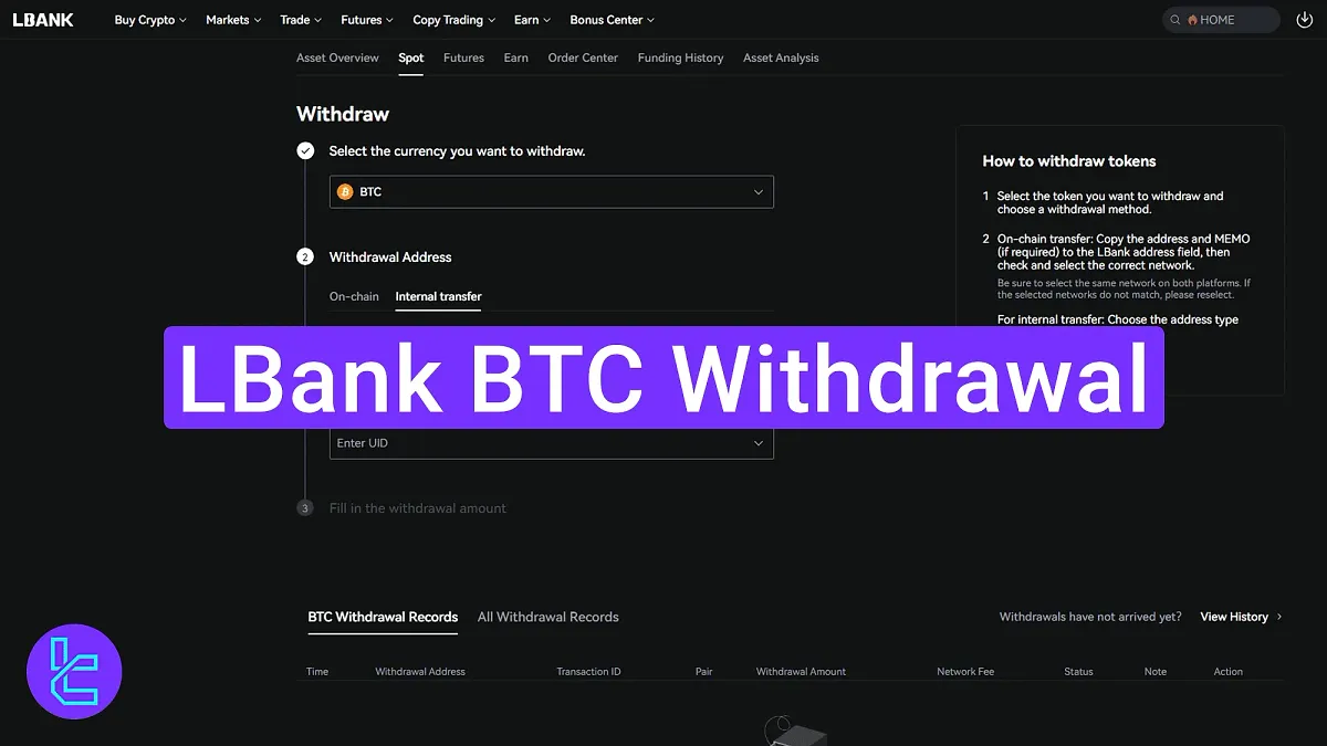 LBank BTC Withdrawal 2025 [2-Step Process, 0.0001 BTC Minimum]
