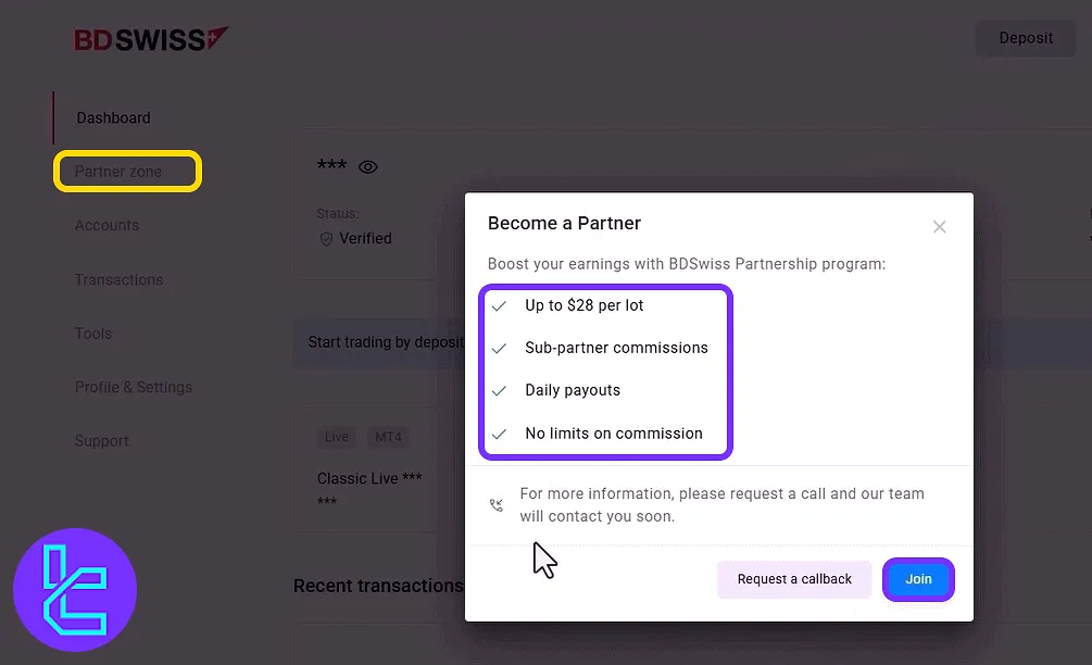 BDSwiss partnership program benefits in the trading cabin