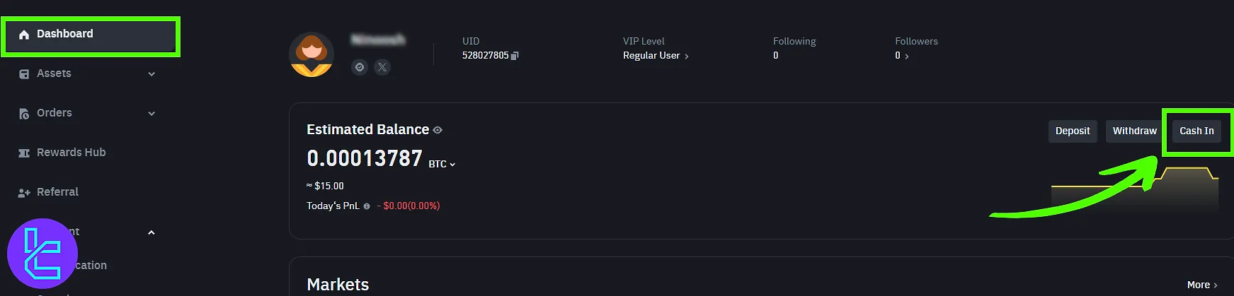 Binance Visa cash out from the dashboard