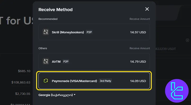 Binance Visa payout option