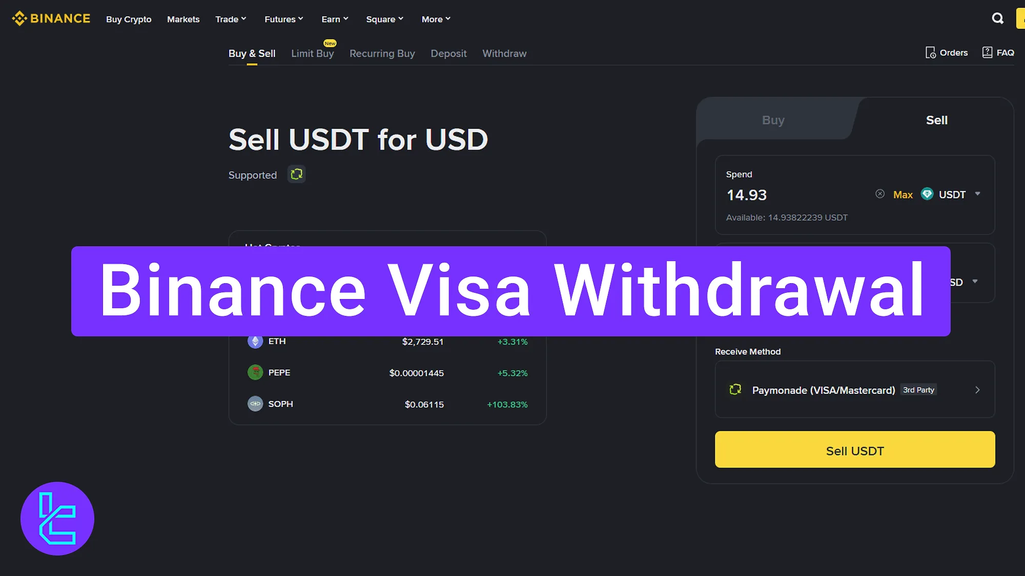 Binance Visa/MasterCard cash out
