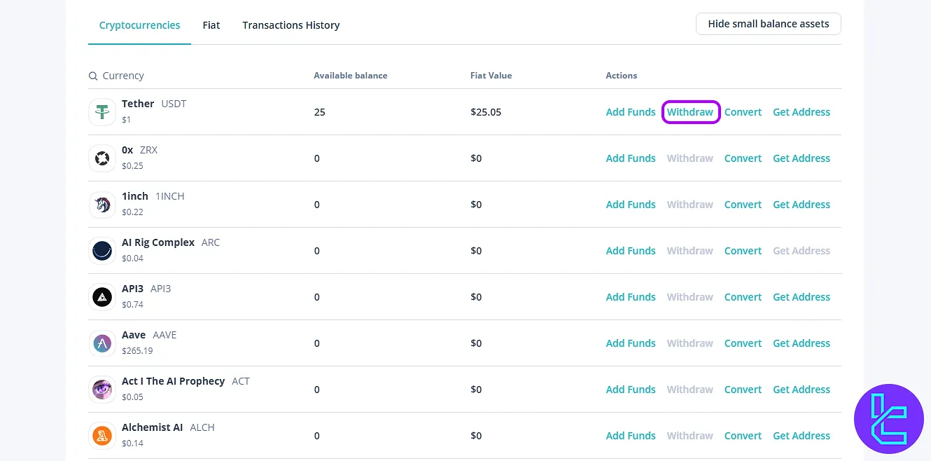 Choosing Tether USDT to initiate CEX.io ERC20 payout