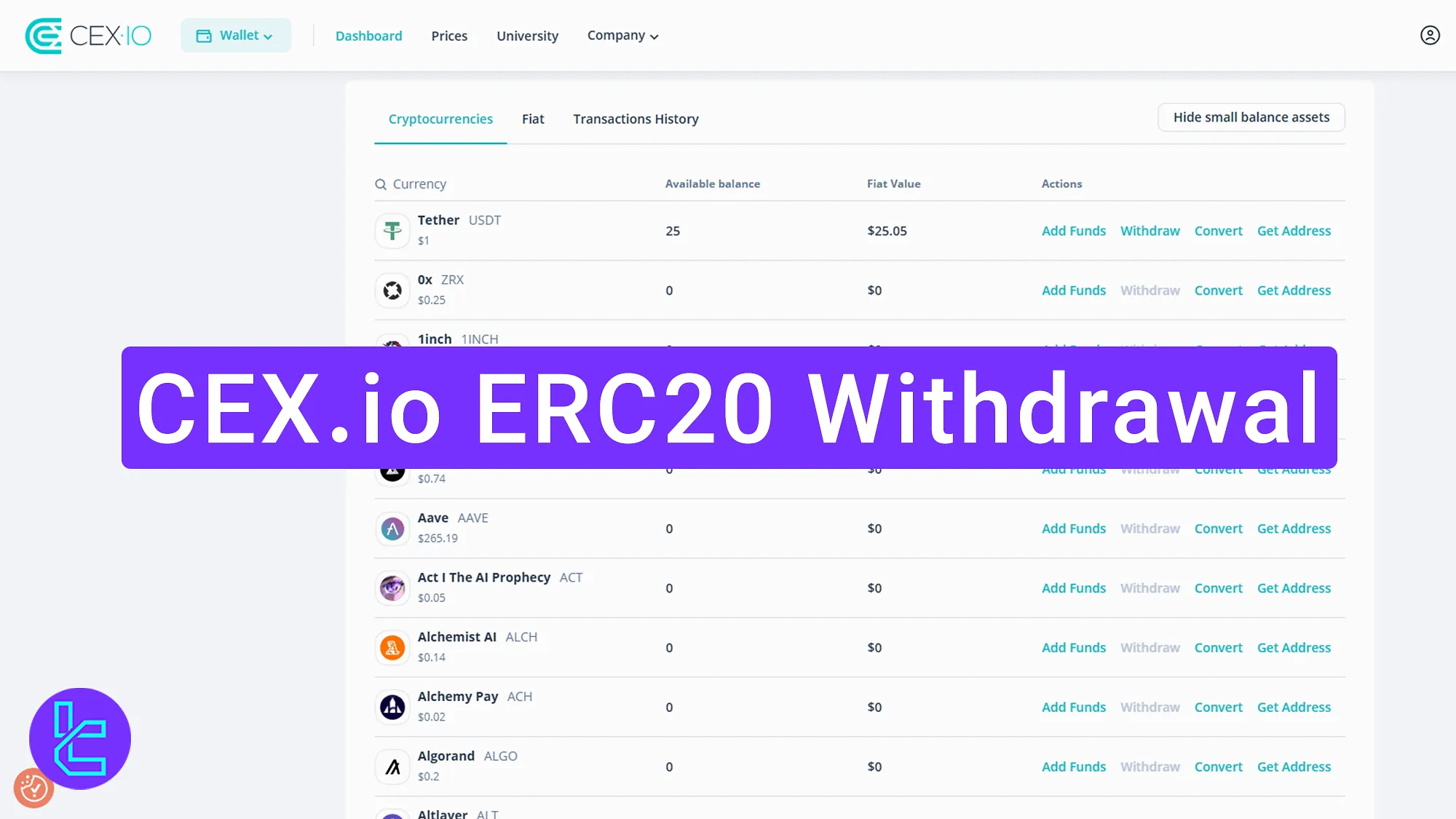 CEX.io ERC20 cash-out process