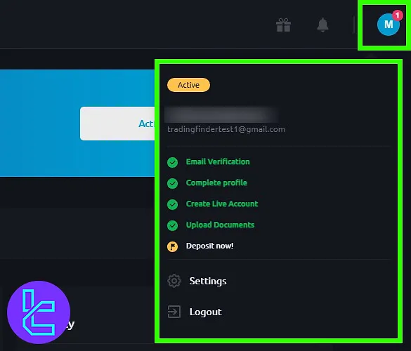 Windsor panel avatar menu with Settings and Logout
