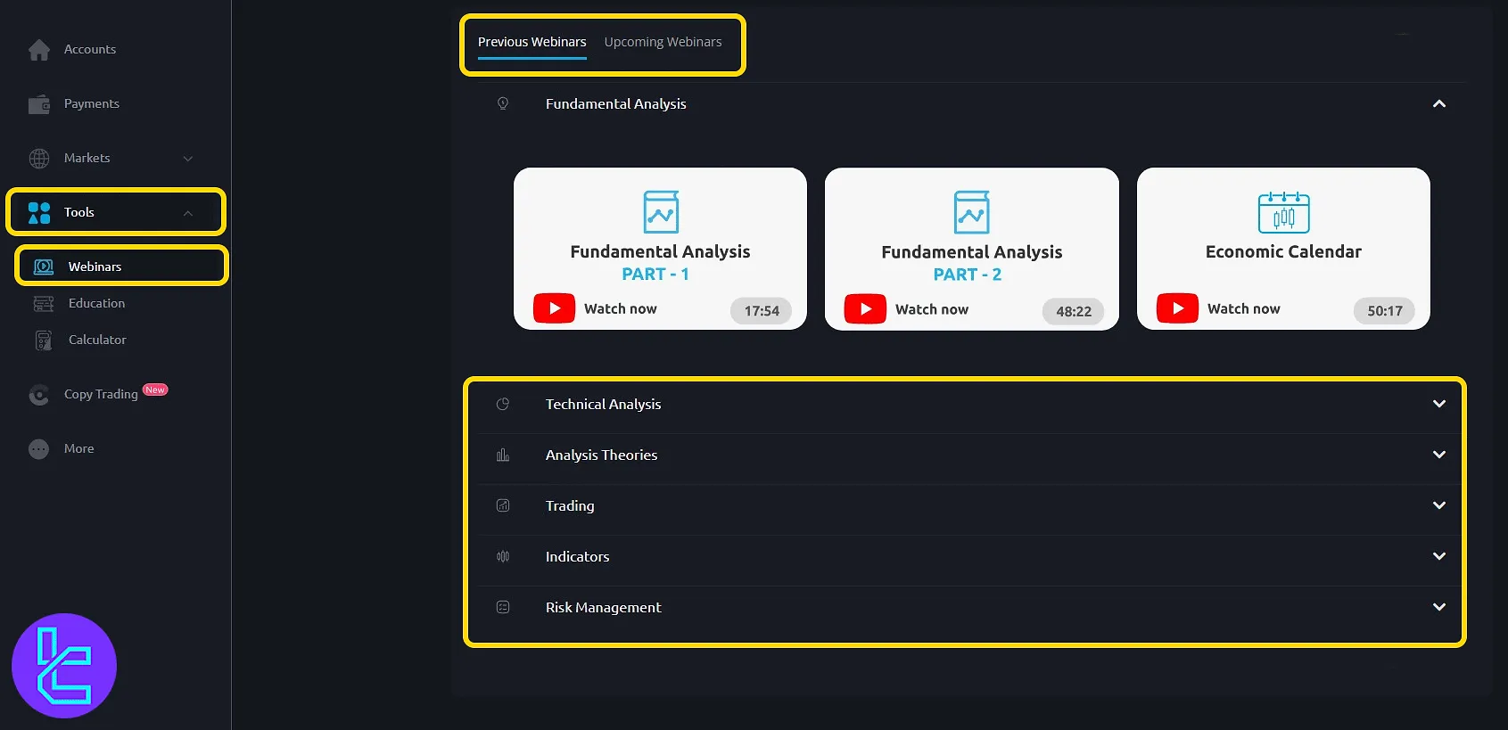 Windsor learning-center webinars by category and calendar in the trading cabin