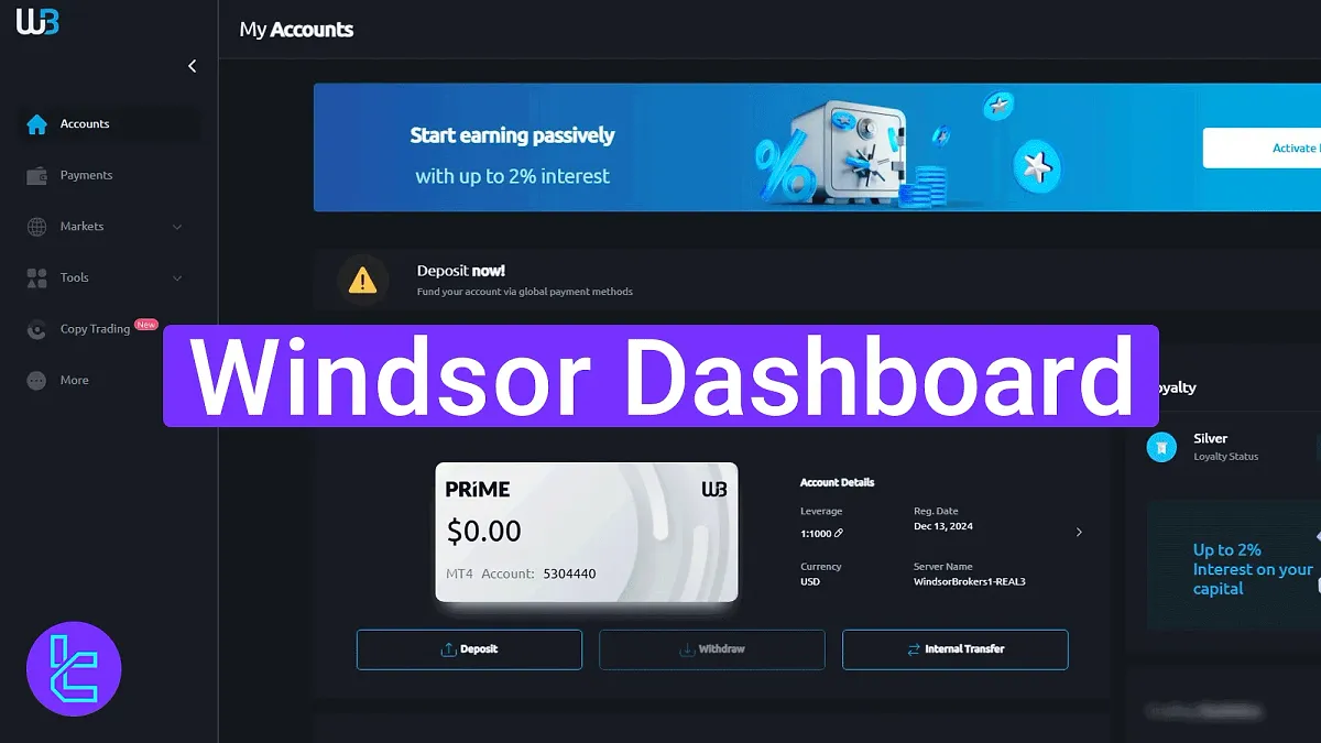 Windsor Dashboard 2025 [Accounts, Payments, Copy Trading, and Markets]