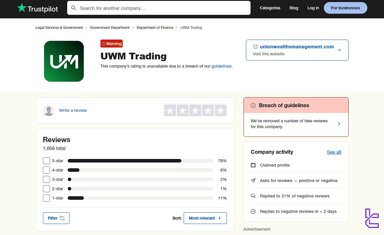 Union Wealth Management Trustpilot