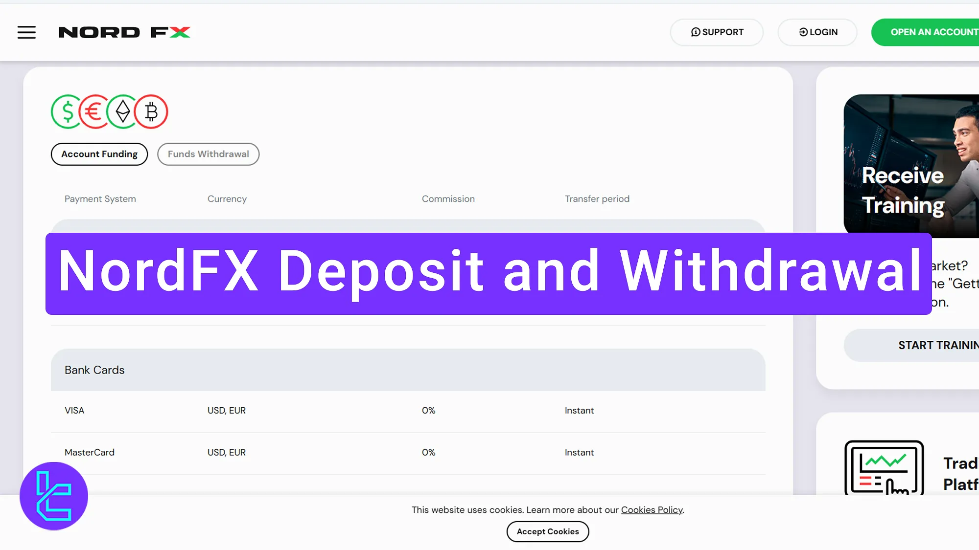 NordFX funding and payout methods