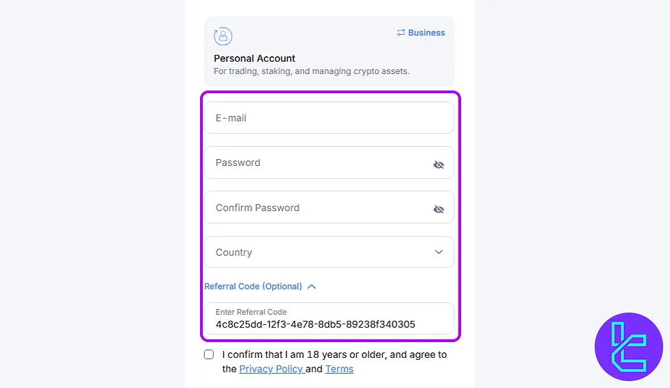 PointPay signup form