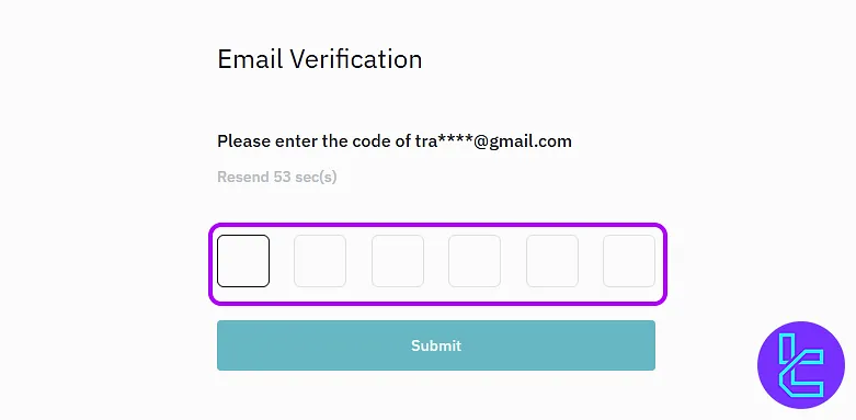 Copy and paste the verification code to finalize the BitMart signup