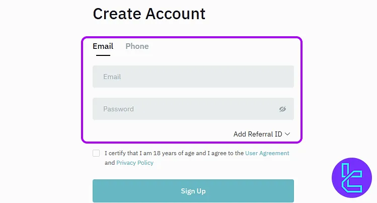 BitMart signup form