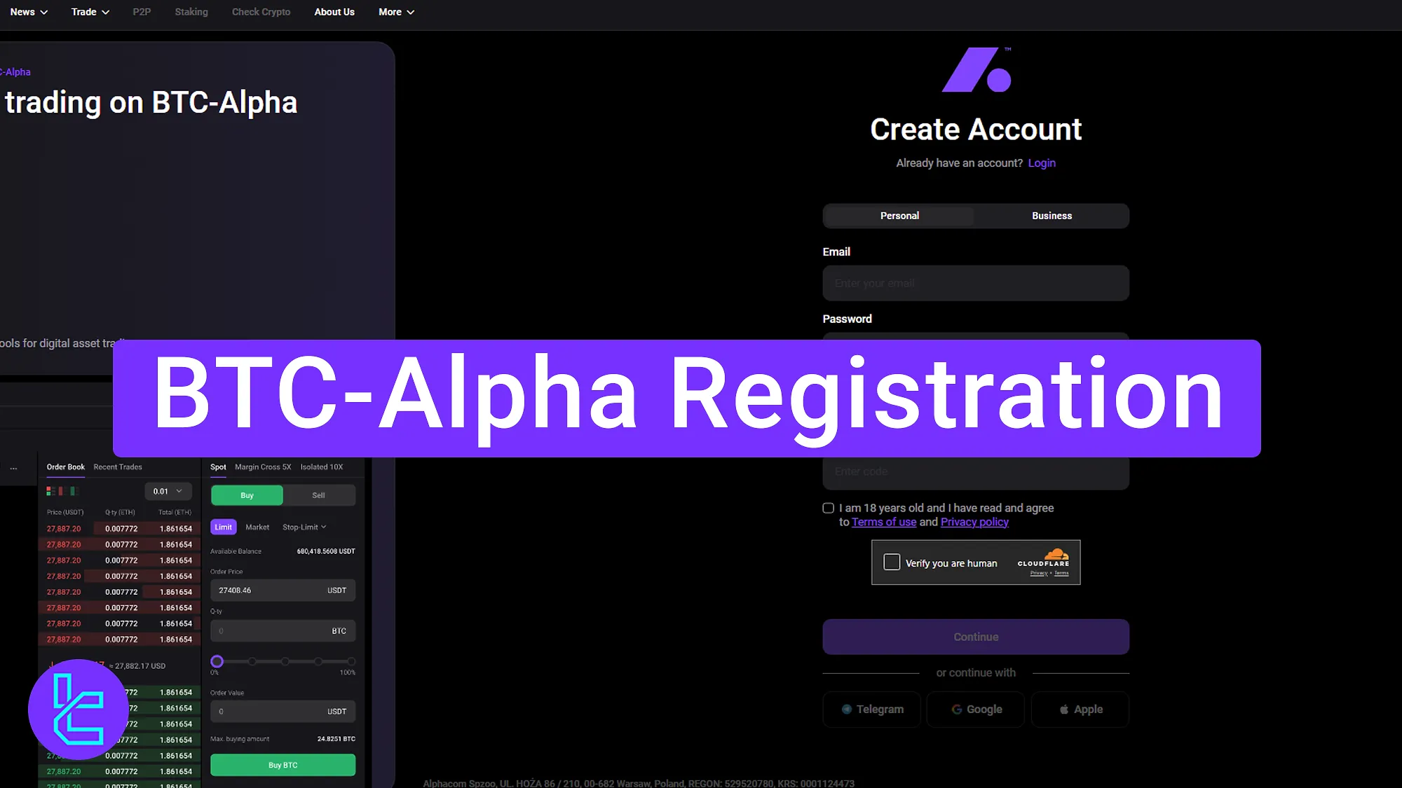 BTC-Alpha signup process