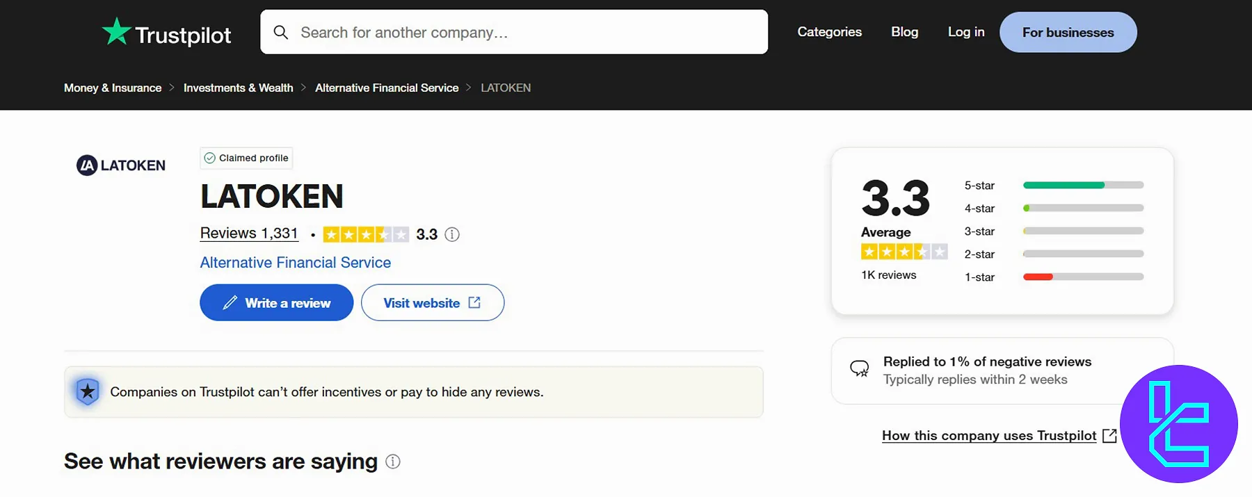 LATOKEN Trustpilot