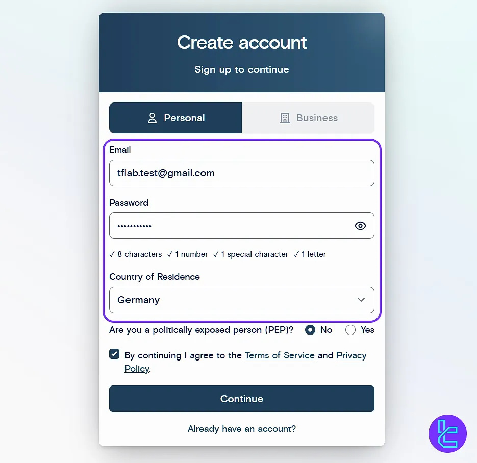 Northcrypto registration form