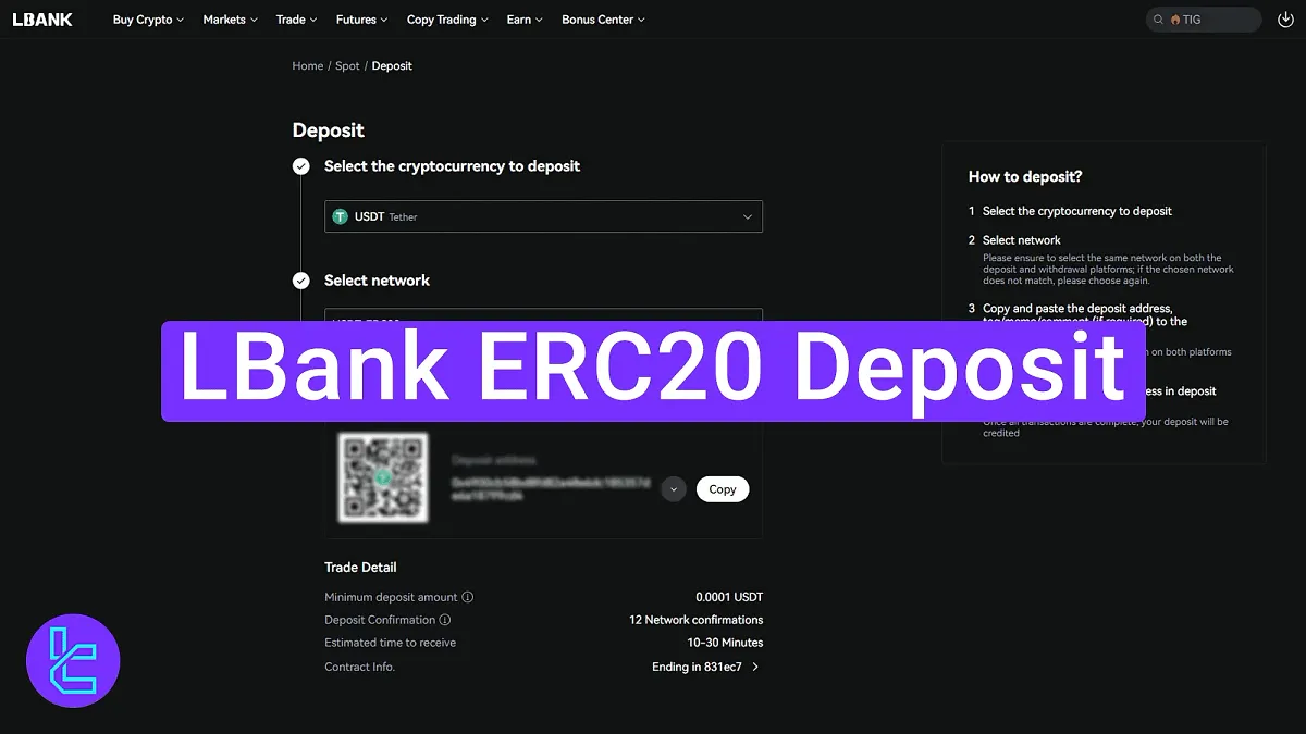 LBank ERC20 Deposit 2025 [Minimum Top-Up Amount 0.0001 USDT]