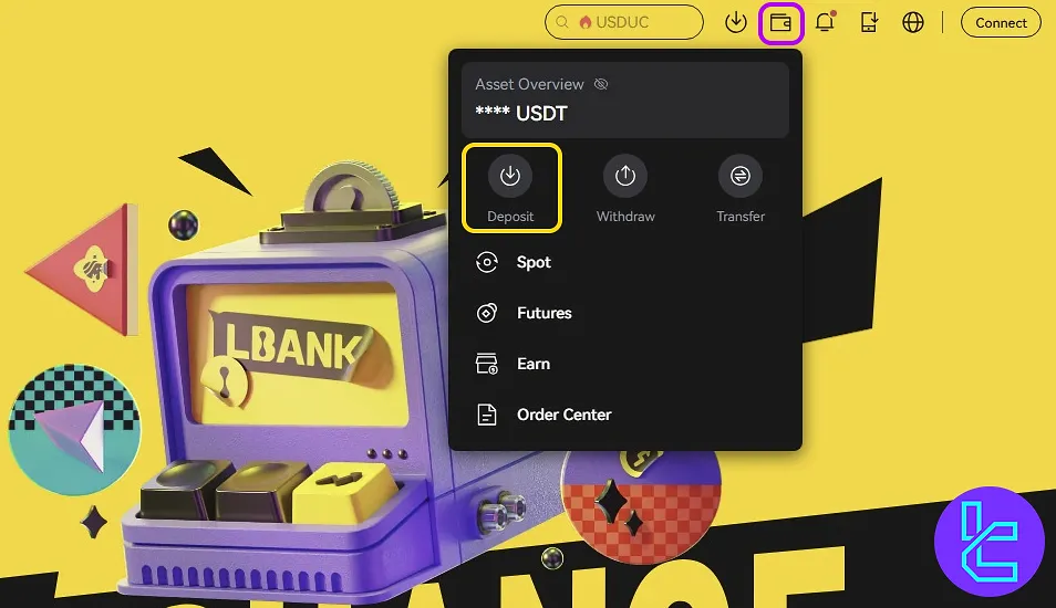 LBank TRC-20 top-up from the dashboard