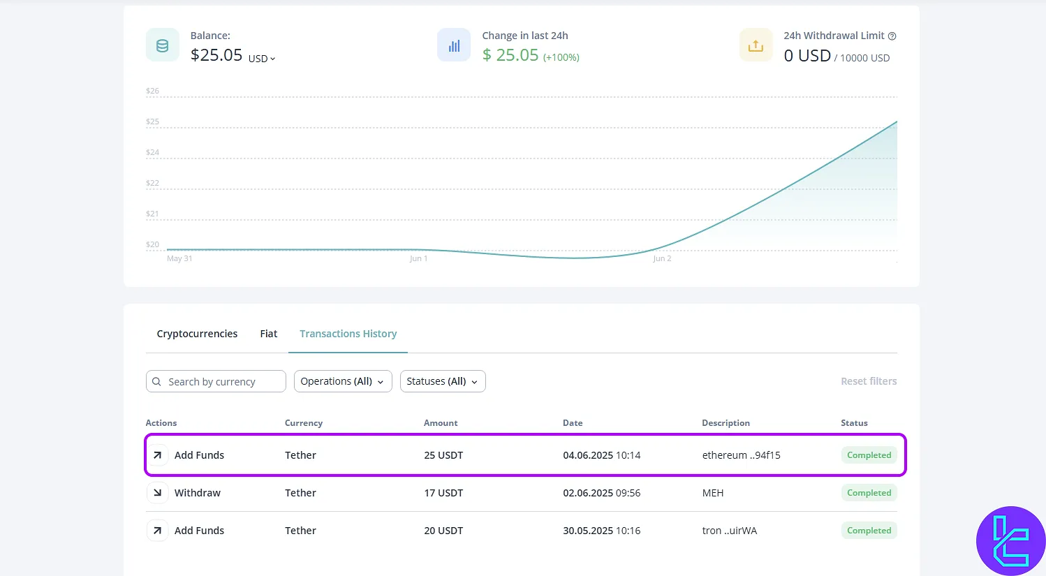 Check transaction history for CEX.io ERC20 payment