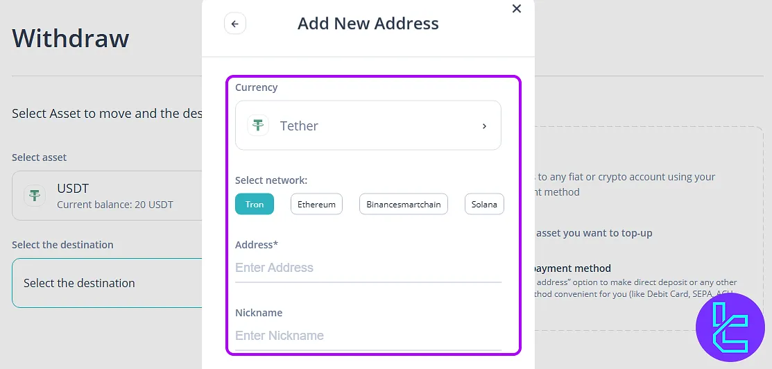 CEX.io TRC20 payout wallet address
