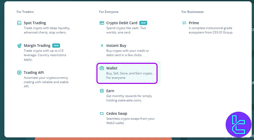 CEX.io TRC20 payout from dashboard