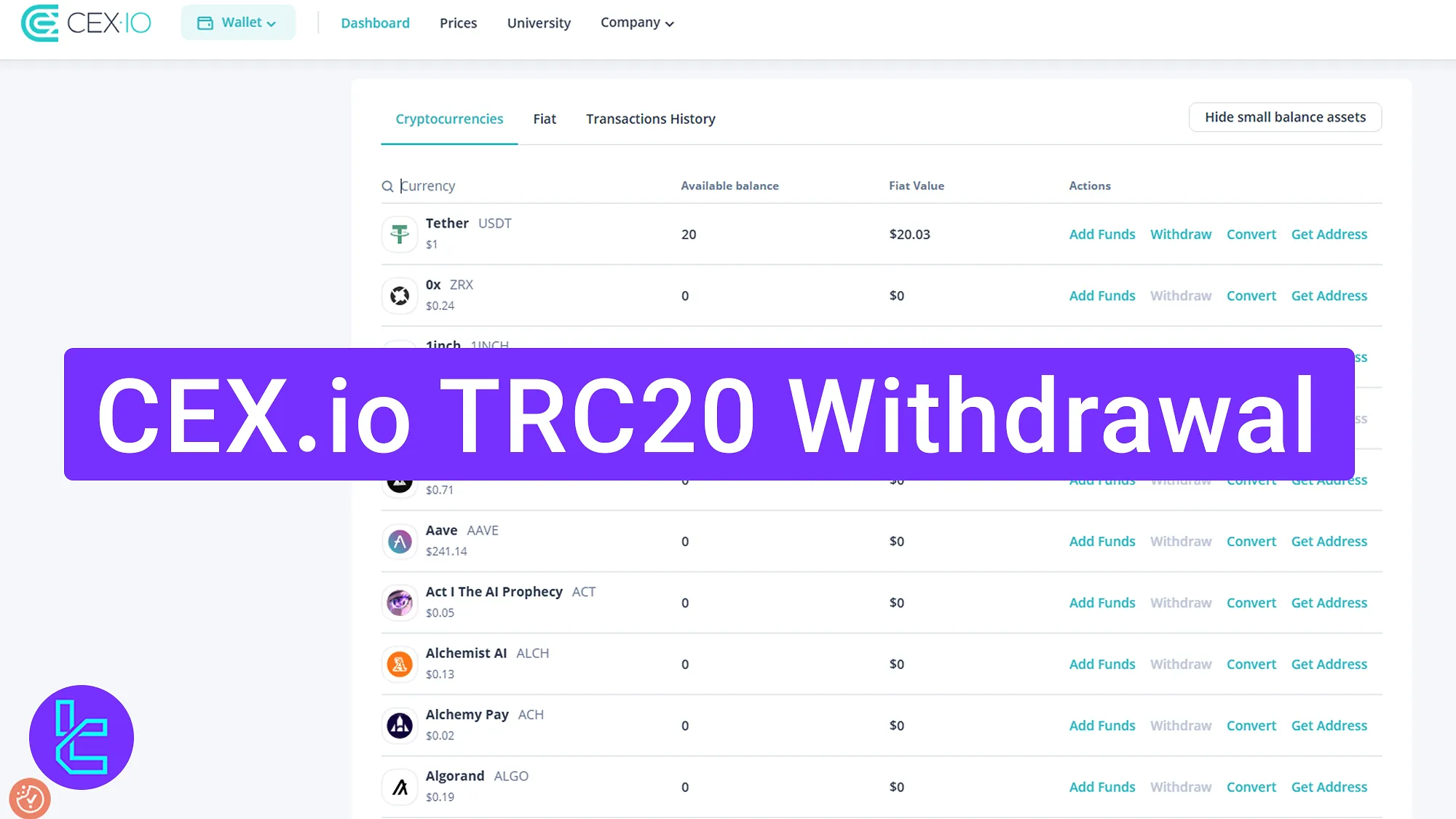 CEX.io TRC20 payout process