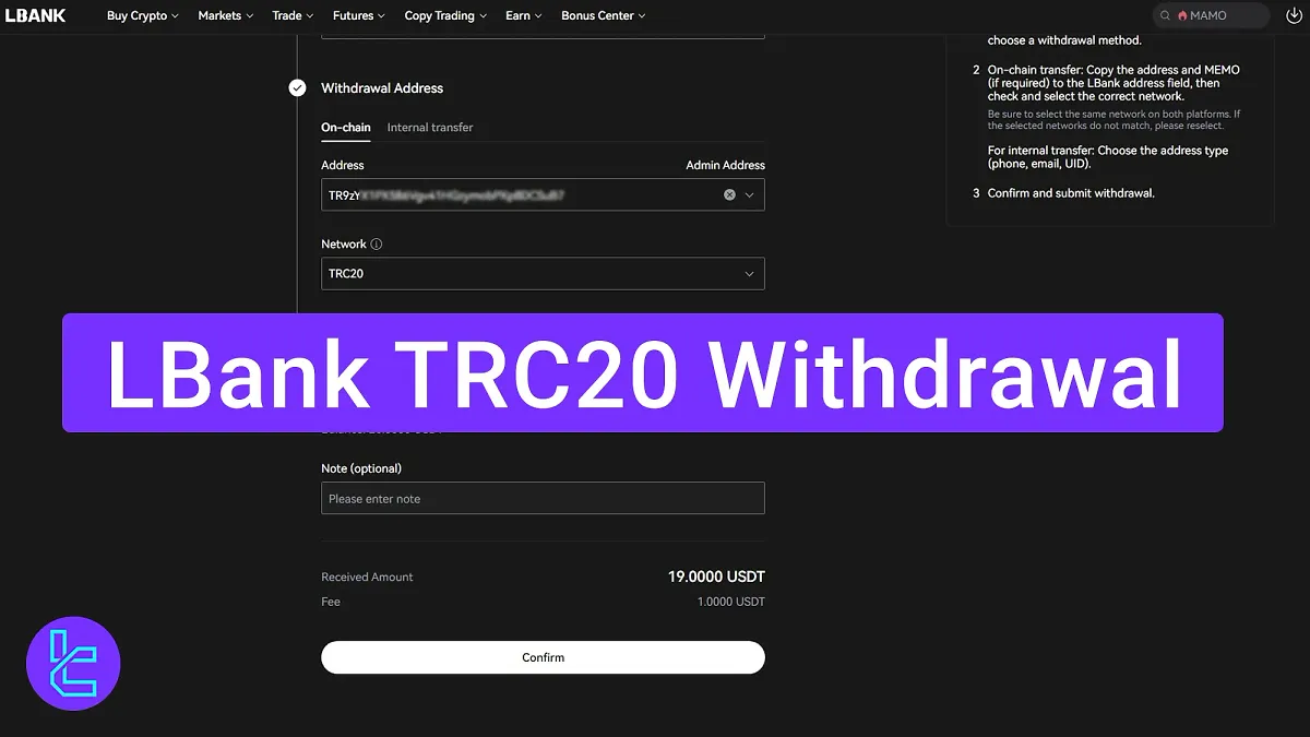LBank TRC20 Withdrawal 2025 [Minimum Cash Out Amount $1]