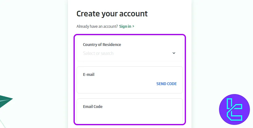 NovaDAX account setup form