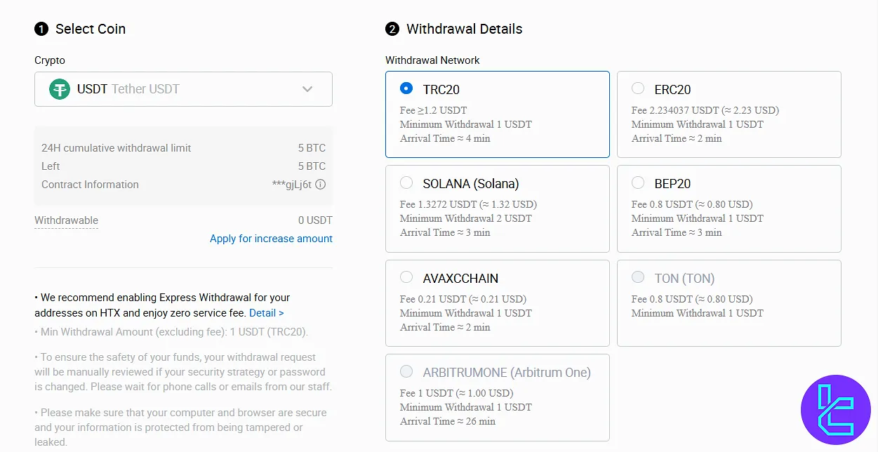 HTX USDT payout page