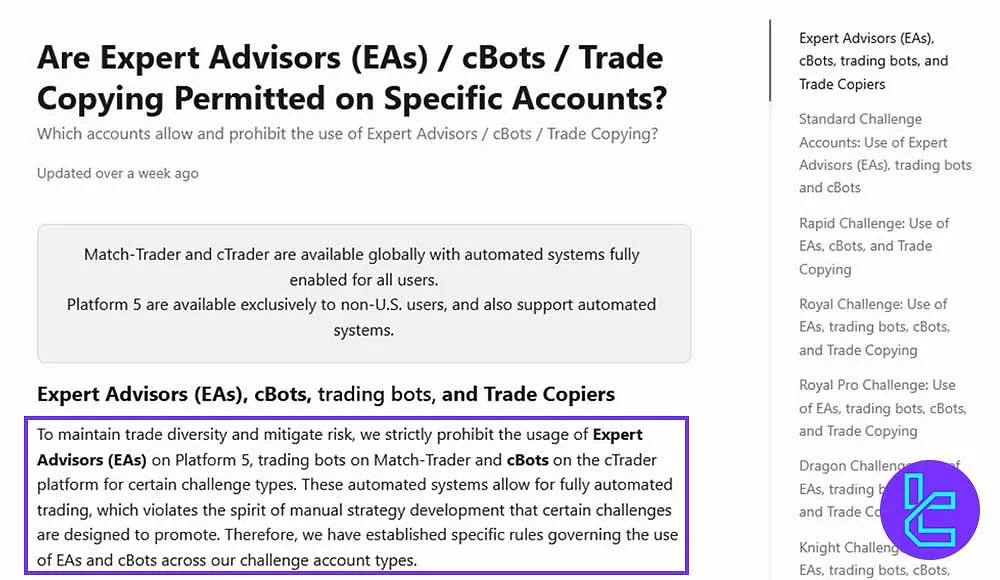 The Funded Trader EA Usage Rules
