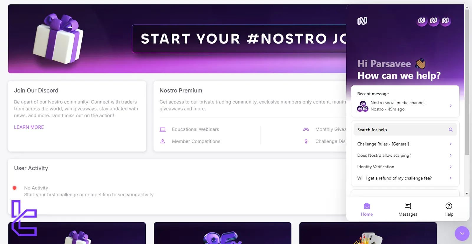 Nostro support channels