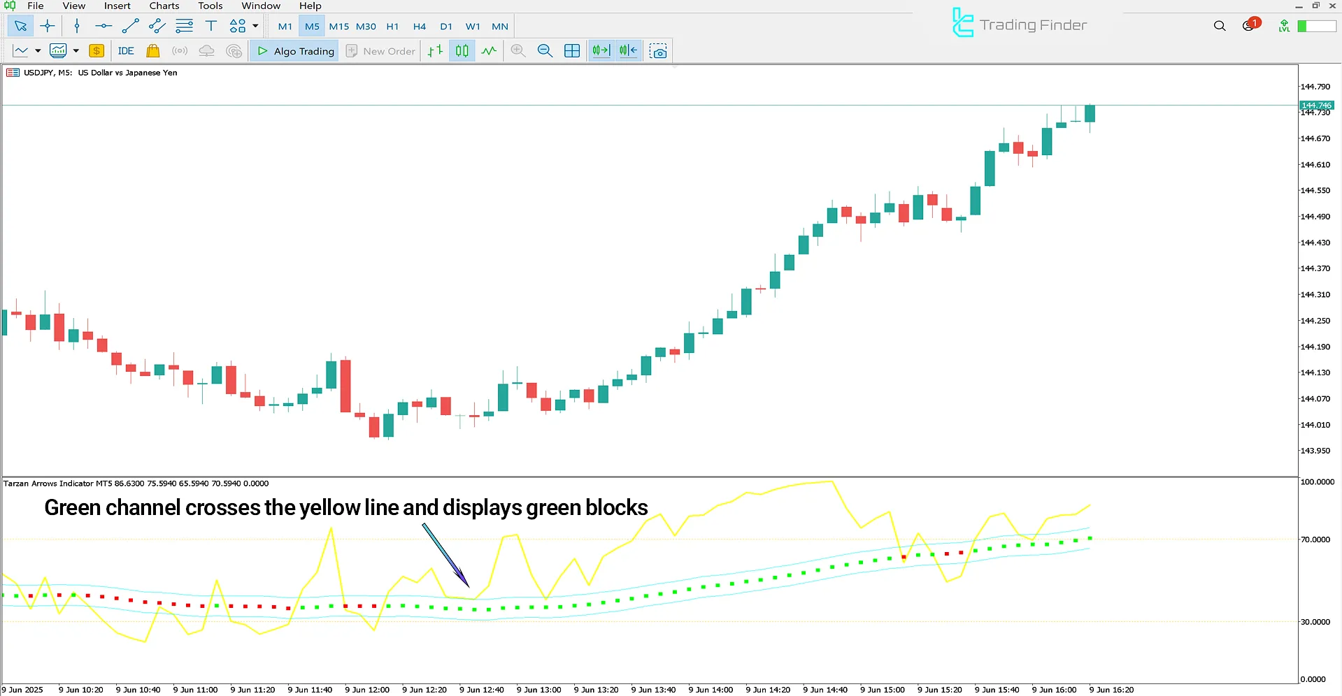 Bullish Trend Conditions in Tarzan Arrows Indicator