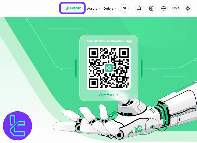 KuCoin ERC20 top-up from the dashboard