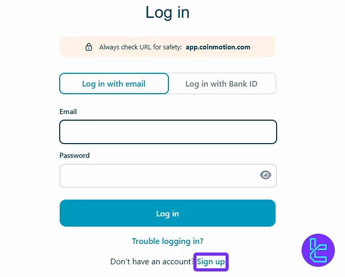 Coinmotion sign up link
