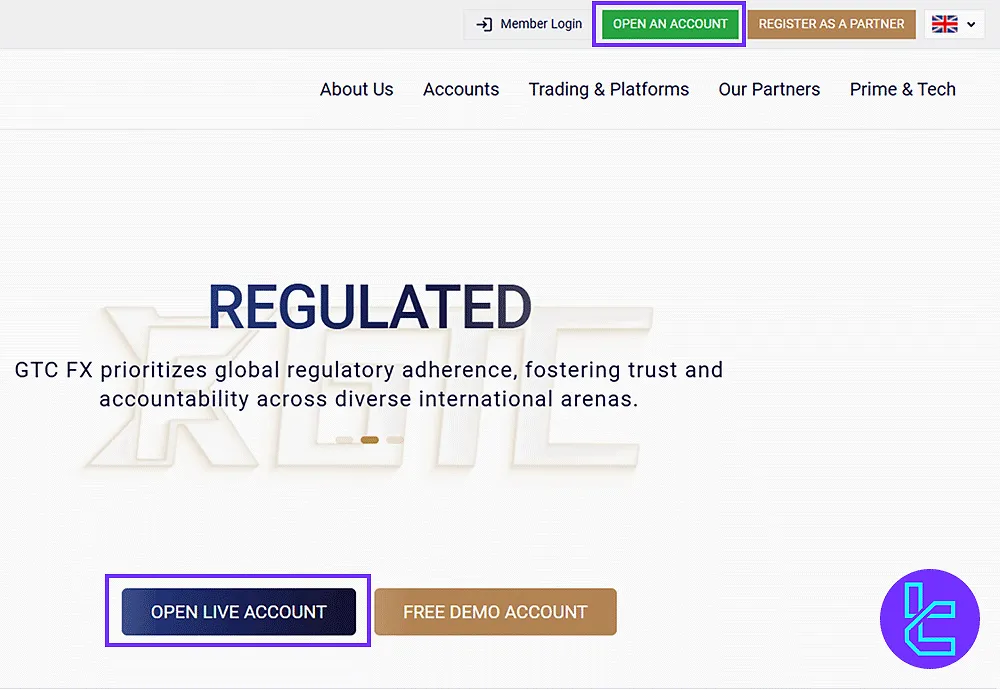 GTCFX Create account