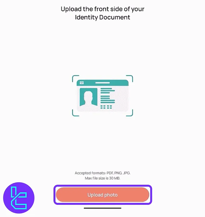 Image submission screen in the CEX.io identity confirmation