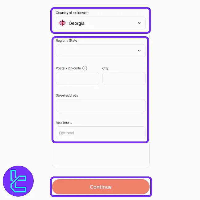 CEX.io address entry and personal data page