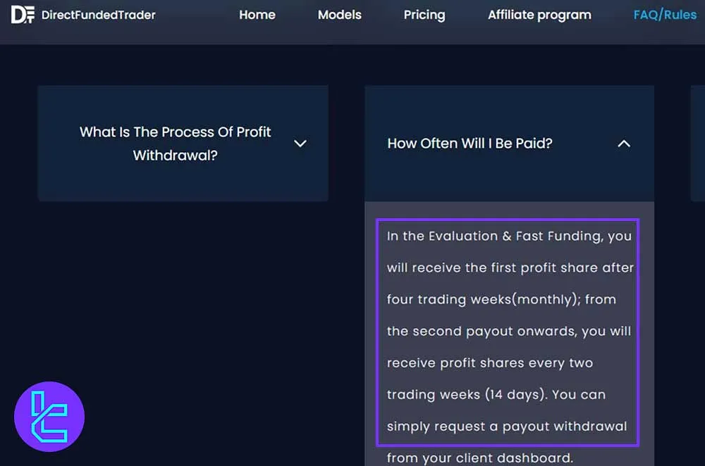 Payout Schedule at Direct Funded Trader