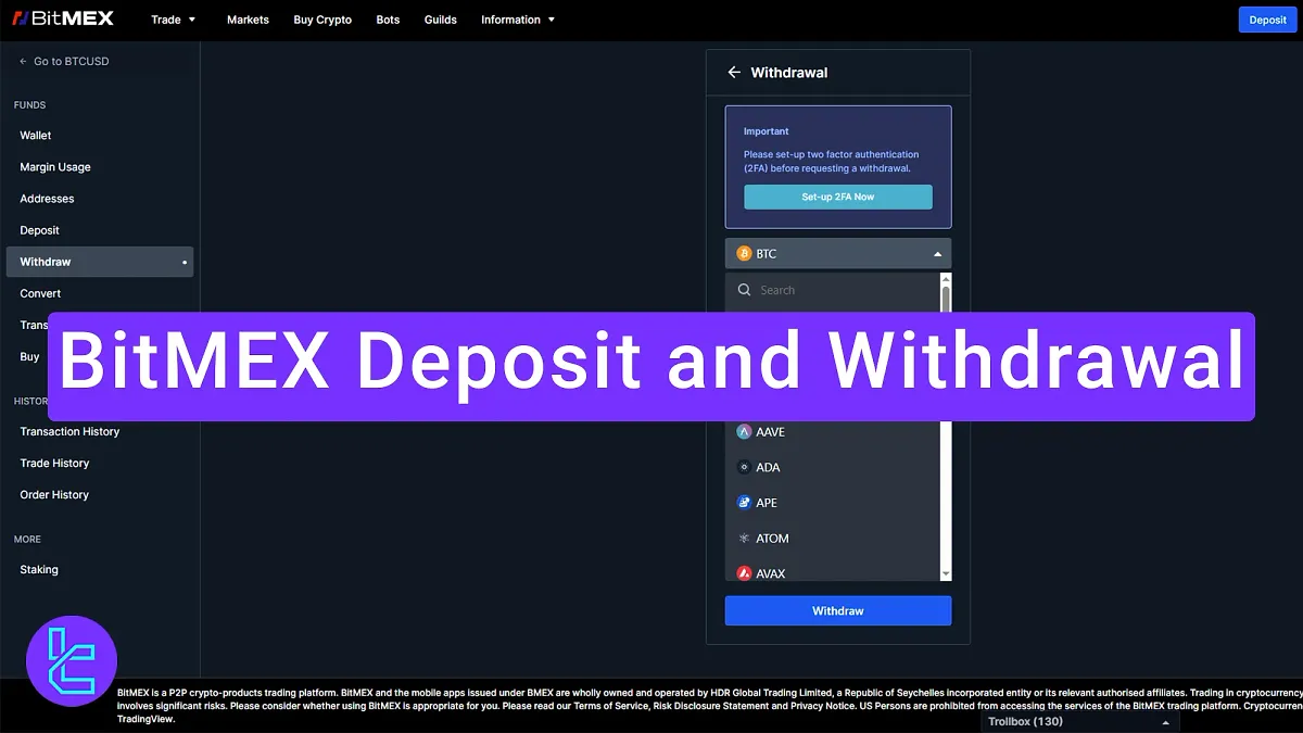 BitMEX Deposit and Withdrawal 2025 [43 Cryptocurrency Options]