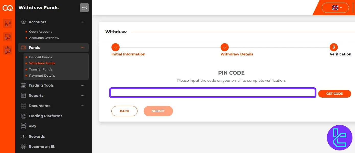 Email code verification for OQtima ERC20 payout